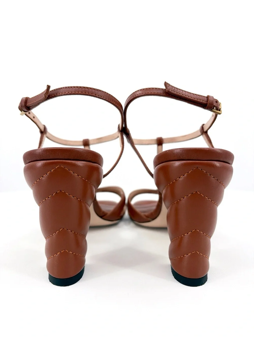 GUCCI Marmont 75mm Double G Strappy Leather Sandals Brown 38.5